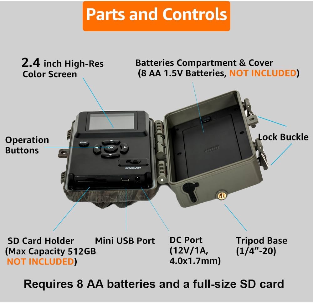 GardePro A3S Non-Cellular Trail Camera, 1296P HD Video with Sound
