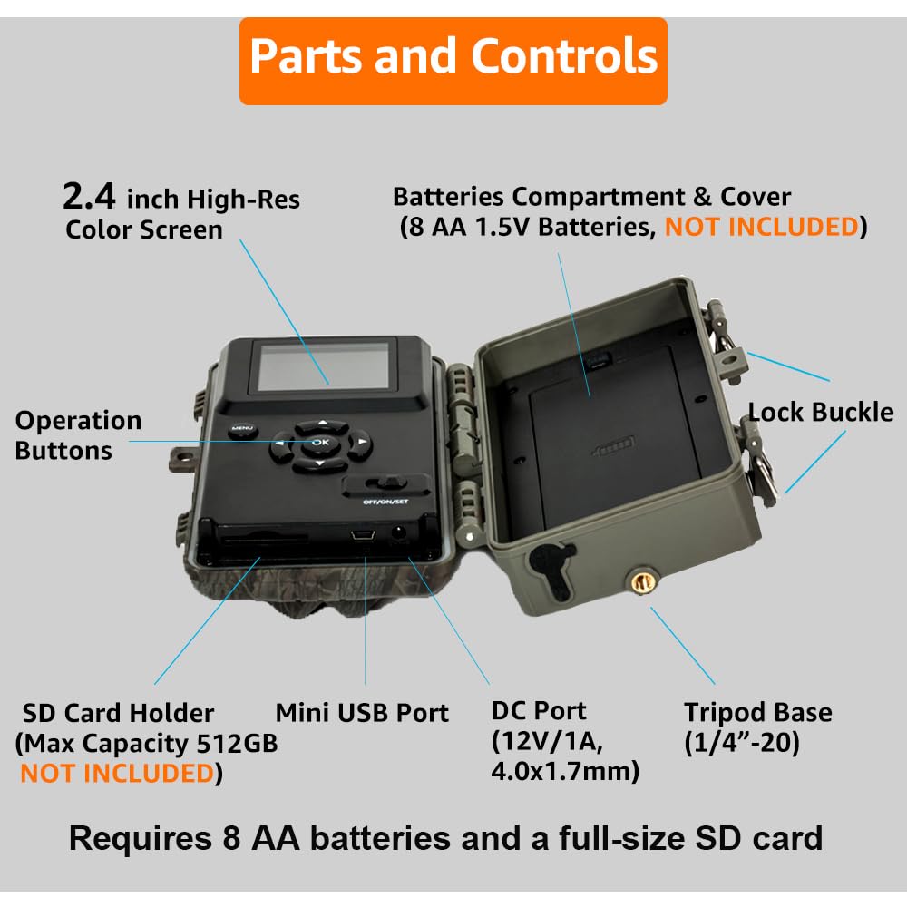 GardePro A3S Non-Cellular Trail Camera, 1296P HD Video with Sound