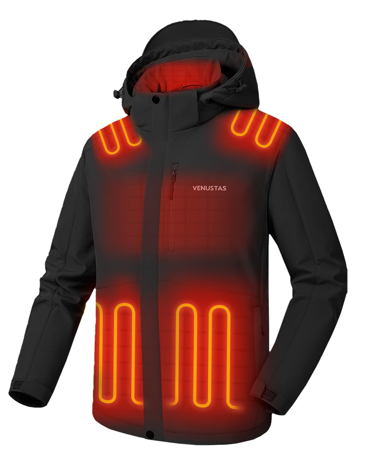 Venustas Men's Waterproof Heated Jacket with Battery & Detachable Hood