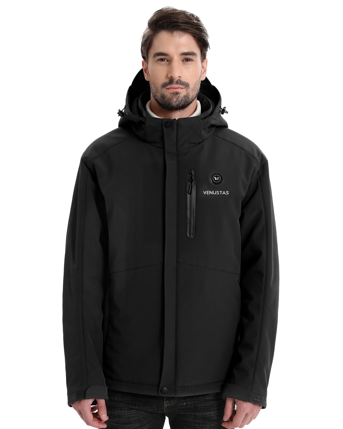 Venustas Men's Waterproof Heated Jacket with Battery & Detachable Hood
