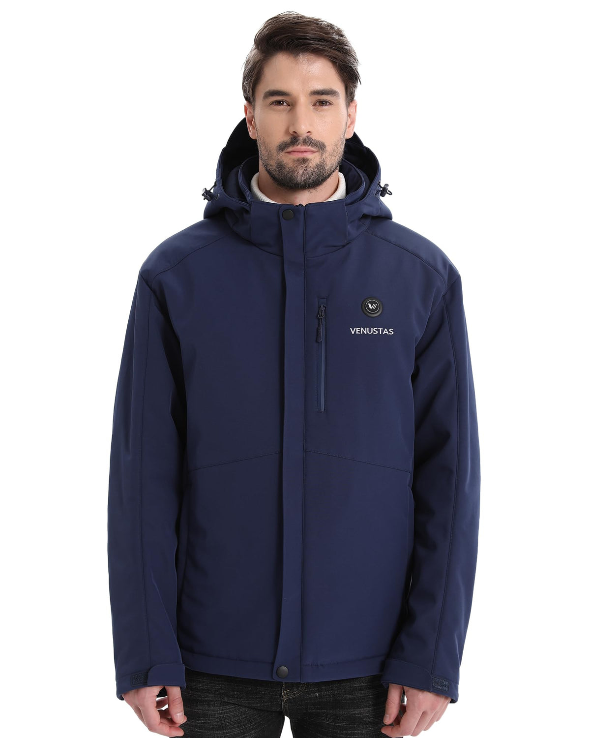 Venustas Men's Waterproof Heated Jacket with Battery & Detachable Hood