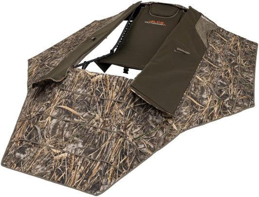 ALPS OutdoorZ Zero-Gravity Layout Blind - Advanced Hunting Blind, with Flared Fabric, Heavy-Duty Stakes, Padded Seat & Headrest, Gear Pockets, and Backpack Straps