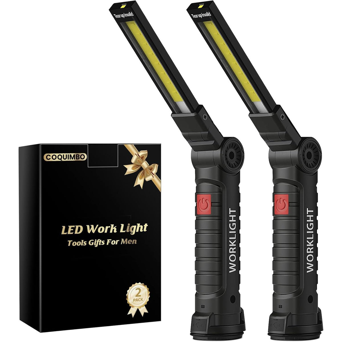 Coquimbo 2 Pack Rechargeable Work Light, Christmas Dad Gifts for Men Him