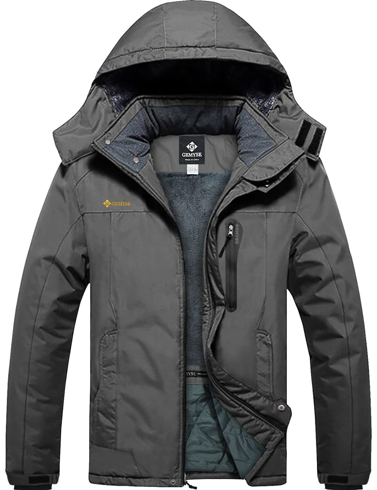 GEMYSE Men's Winter Ski Jacket Waterproof Snow Coat with Detachable Hood