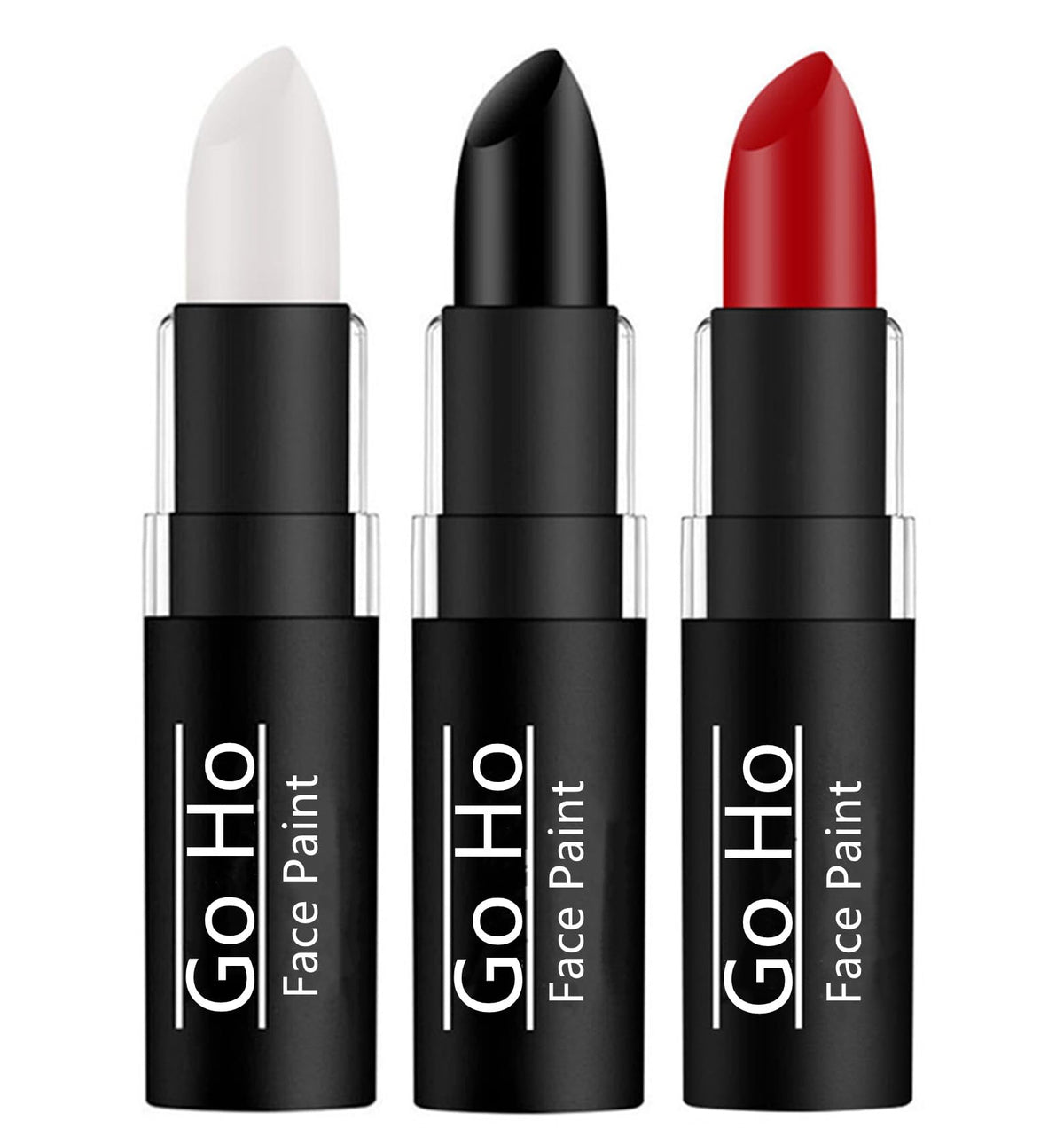 Go Ho 3 Colors Camo Face Paint Sticks,Waterproof Cream-blendable Sticks,Hunting Face Body Paint Professional Foundation SFX Makeup,Safe Face&Lip Smacking for Halloween(Green+Black+Brown)