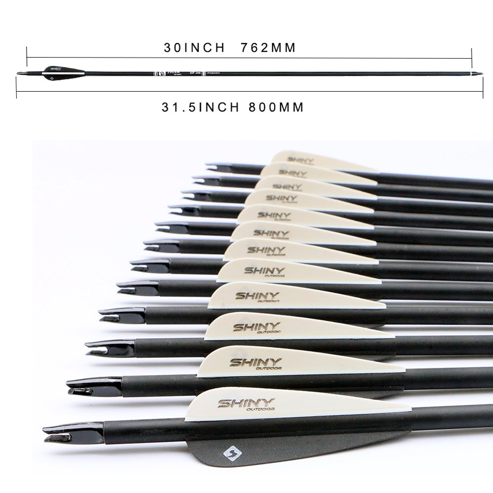 30" Carbon Arrows for Compound Recurve Bow Hunting Target