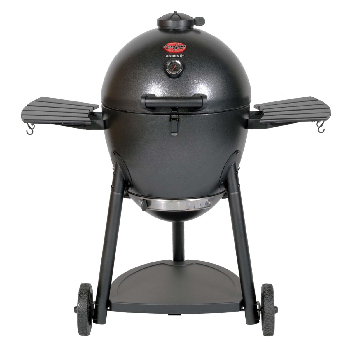 Char-Griller AKORN Jr. Portable Kamado Charcoal Grill and Smoker, Triple-Wall Insulated Steel with Cast Iron Grates and Locking Lid, 155 Sq. In. Cooking Area, Ash