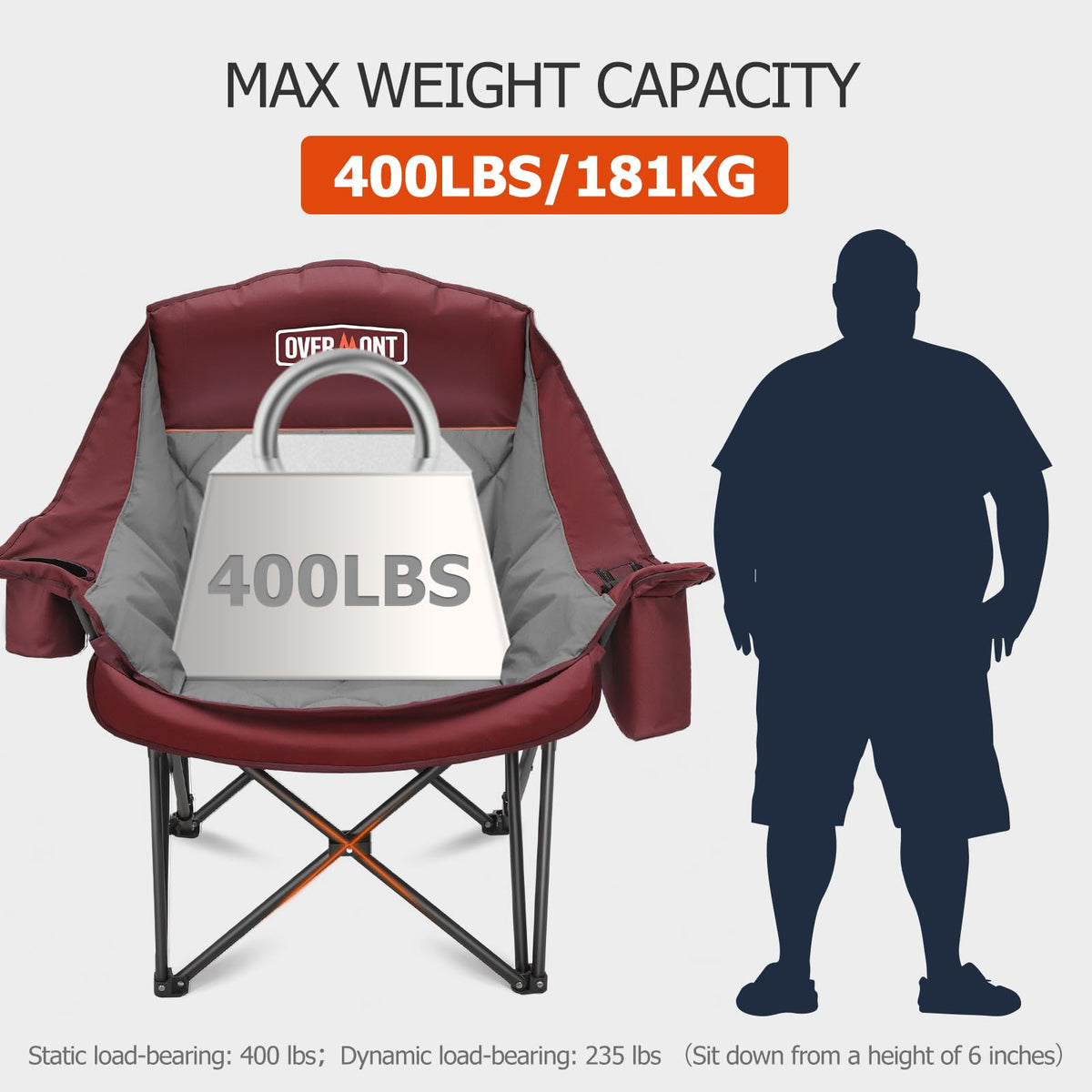 Overmont Oversized XL Camping Chair for Adults 500 lb Support