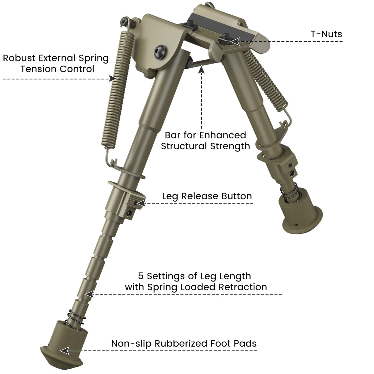 Feyachi B13 Tactical M Lock Bipod 6-9 Inch Lightweight Rifle Bipod Directly Attach to M Lock System for Hunting and Shooting