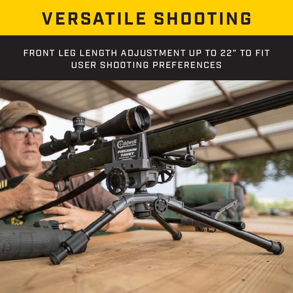Caldwell Precision Turret Rest with Adjustable Ambidextrous Swivel Design and Detachable Magazine Rest with Pistol Grip Attachment for Rifles, Shot Stabilization, and Target Shooting