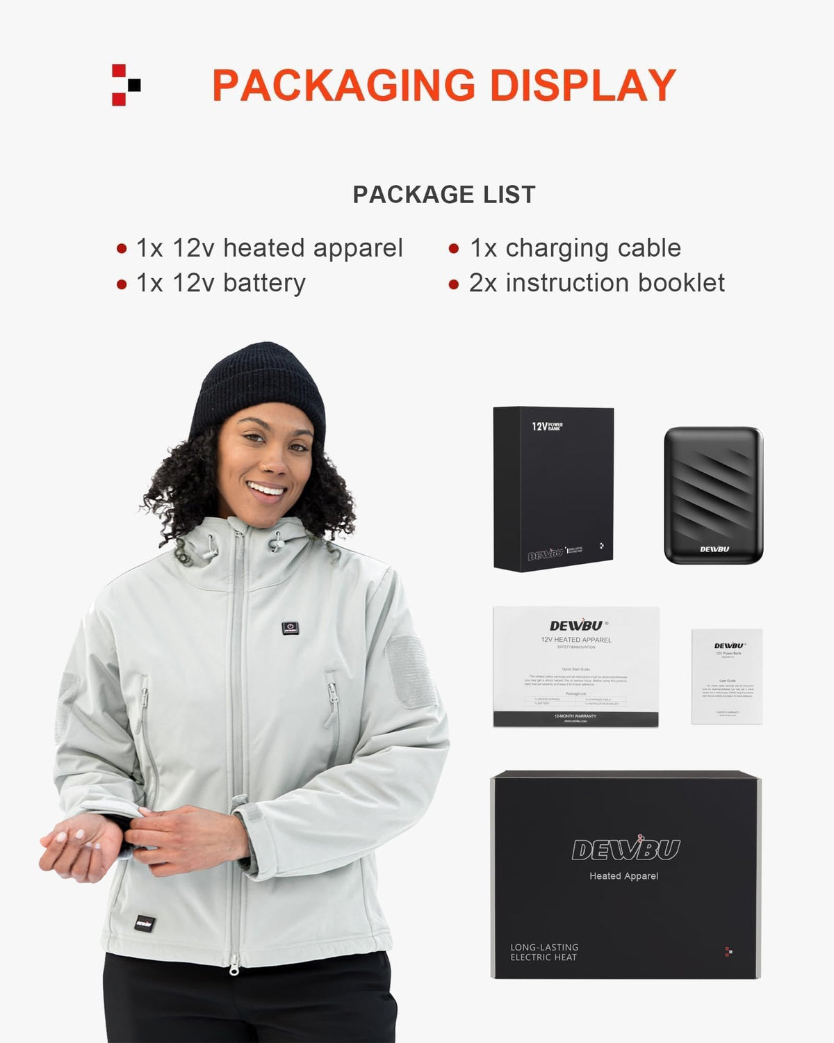 DEWBU Heated Jacket for Women with 12V Battery Pack Winter