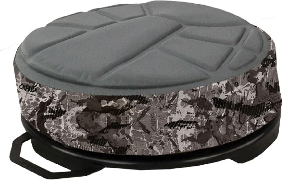 Hawk Memory Foam Bucket Top Seat - Silent Lightweight Comfortable Swiveling Portable Camo Chair for Camping, Hunting, Fishing | Easily Mounts to 2.5-7 Gallons Bucket