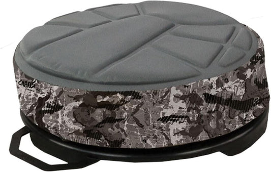 Hawk Memory Foam Bucket Top Seat - Silent Lightweight Comfortable Swiveling Portable Camo Chair for Camping, Hunting, Fishing | Easily Mounts to 2.5-7 Gallons Bucket