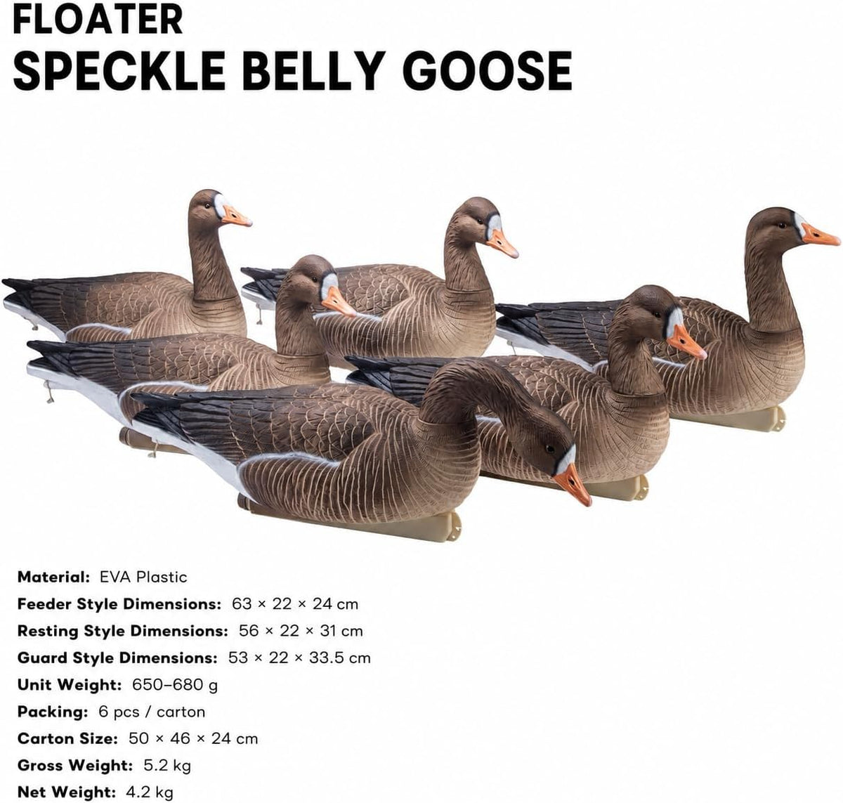 Heerweiyi Goose Decoys Pack of 6, Popular New Material EVA Collapsible Plastic Goose Hunting Decoys, Goose Decoys, Easy to Carry and Use, Cost Effective
