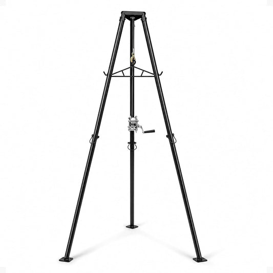 Kill Shot 9' Steel Tripod Game Hoist with Gambrel & 500 lbs. Capacity for Skinning, Cleaning or Moving Game, 3-Point Design for Quick Setup, Black