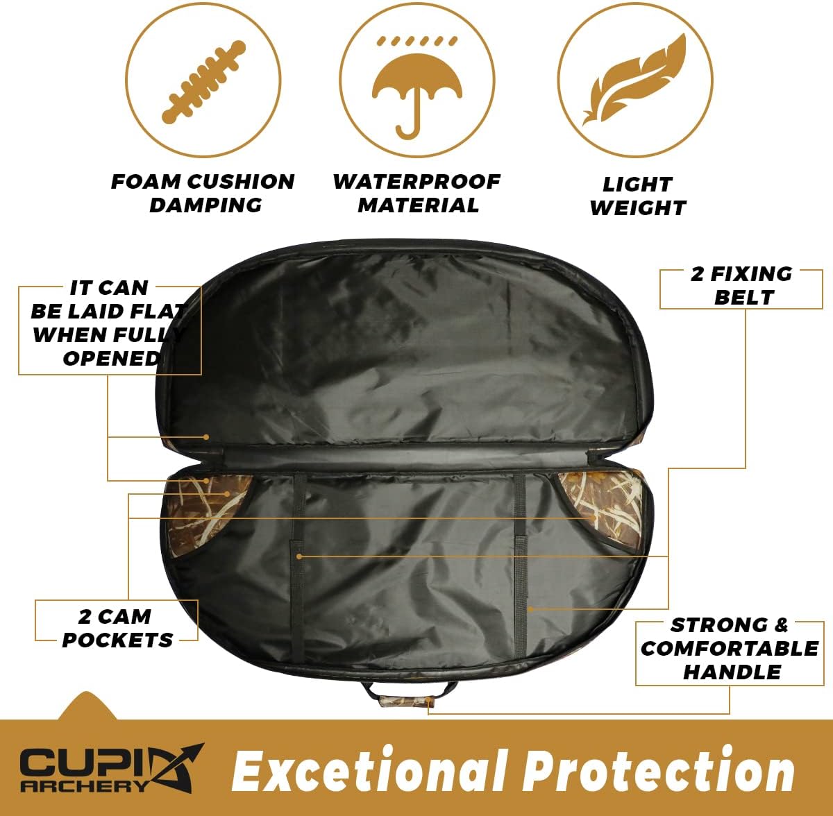Compound Bow Case Soft Light-Weight Bow Bag with Arrow Pocket and Backpack Straps
