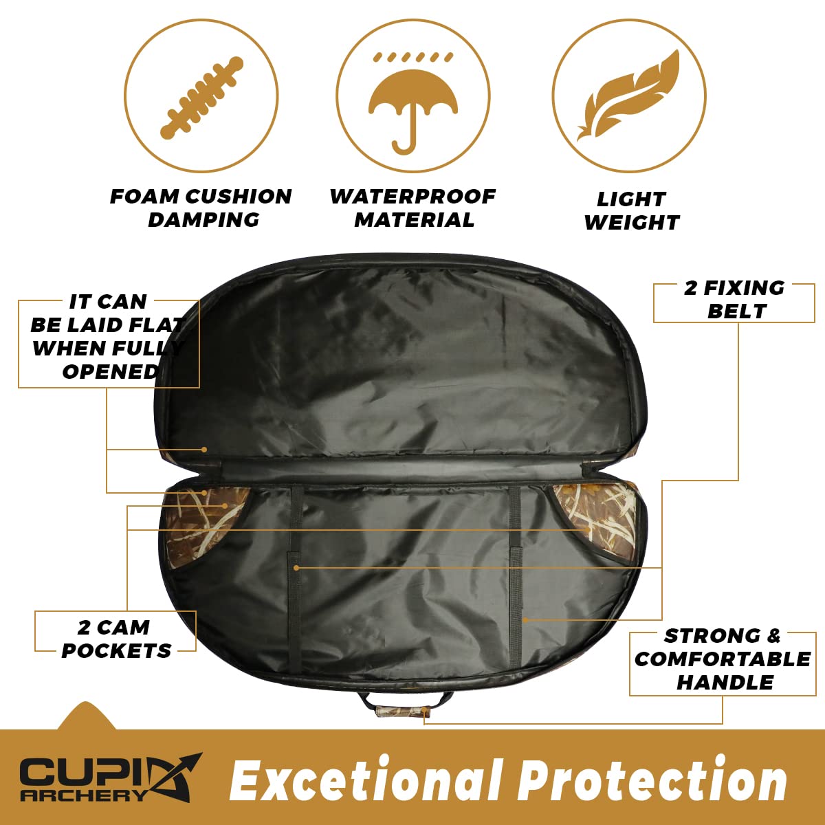 Compound Bow Case Soft Light-Weight Bow Bag with Arrow Pocket and Backpack Straps