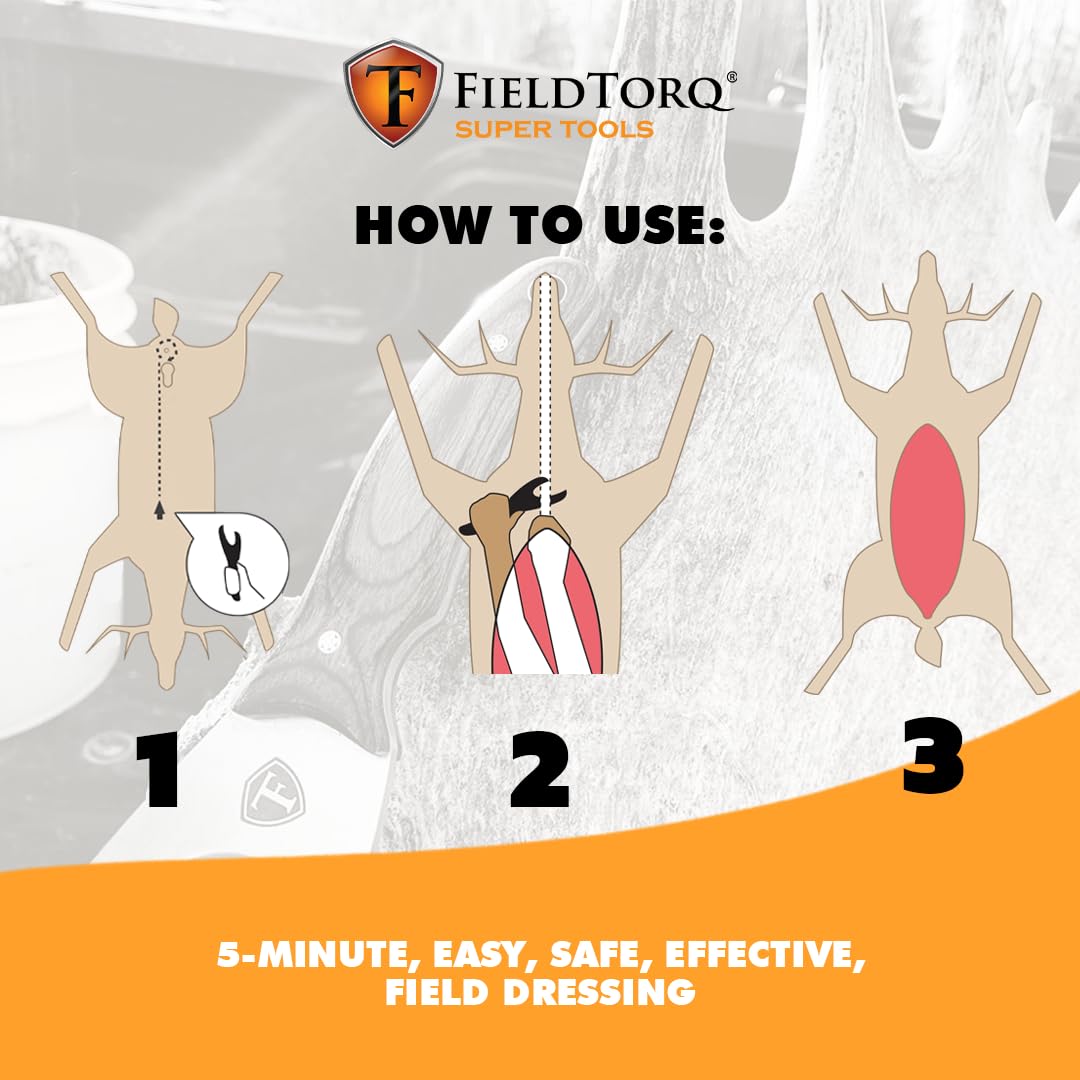 Field Dressing Kit | 3-in-1 Super Tool with Sheath & Sharpener | Gut Hook | Deer Hunting Knife Set | Pakkawood | Men's Hunting Gift Accessory