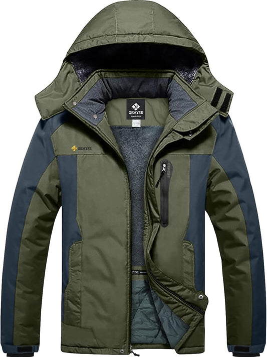 GEMYSE Men's Winter Ski Jacket Waterproof Snow Coat with Detachable Hood