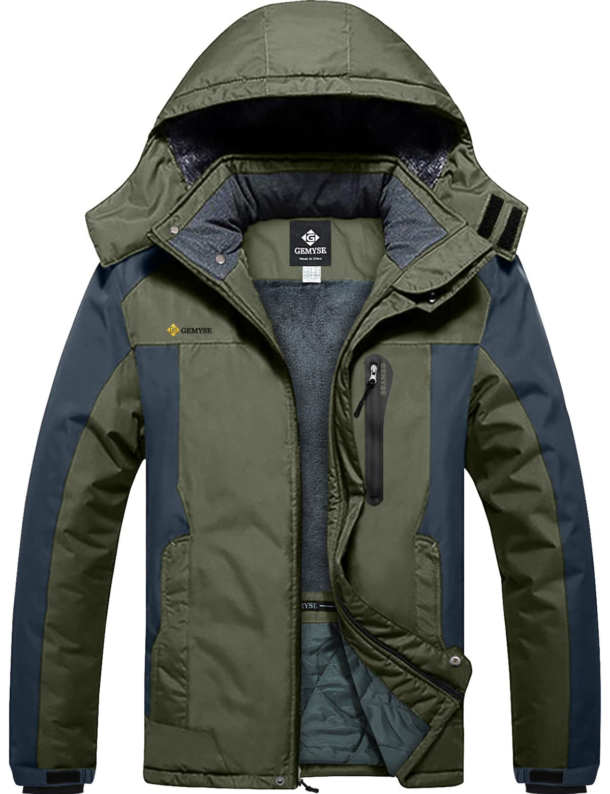 GEMYSE Men's Winter Ski Jacket Waterproof Snow Coat with Detachable Hood