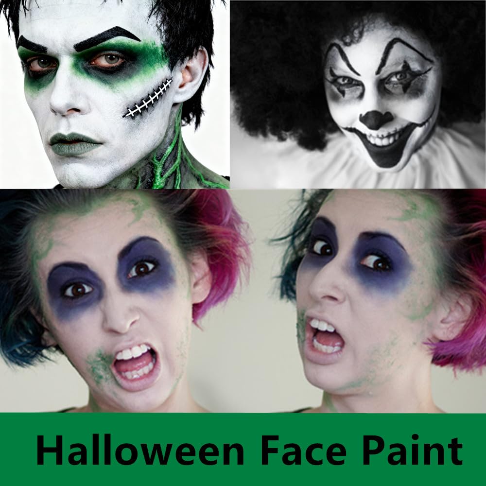 Go Ho 3 Colors Camo Face Paint Sticks,Waterproof Cream-blendable Sticks,Hunting Face Body Paint Professional Foundation SFX Makeup,Safe Face&Lip Smacking for Halloween(Green+Black+Brown)