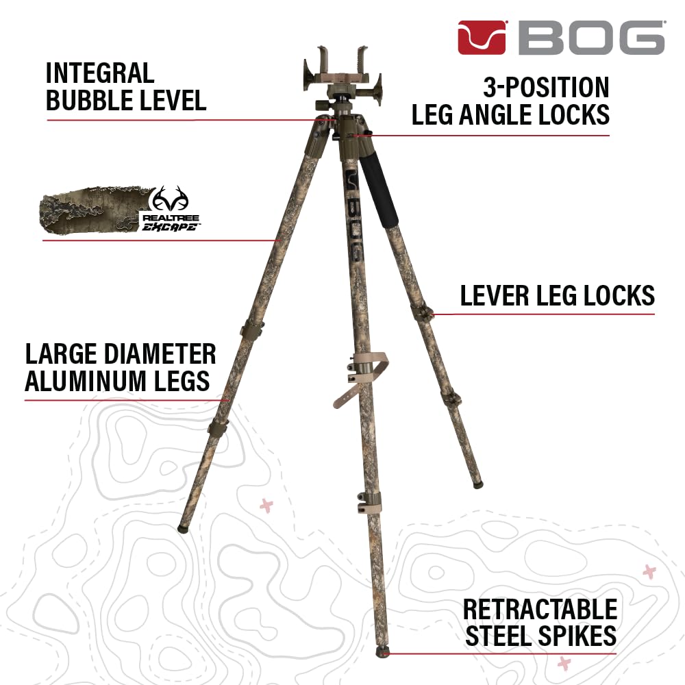 BOG DeathGrip Hunting Tripod, 7"-59", Lightweight, Gun Clamp, Shooting Rest