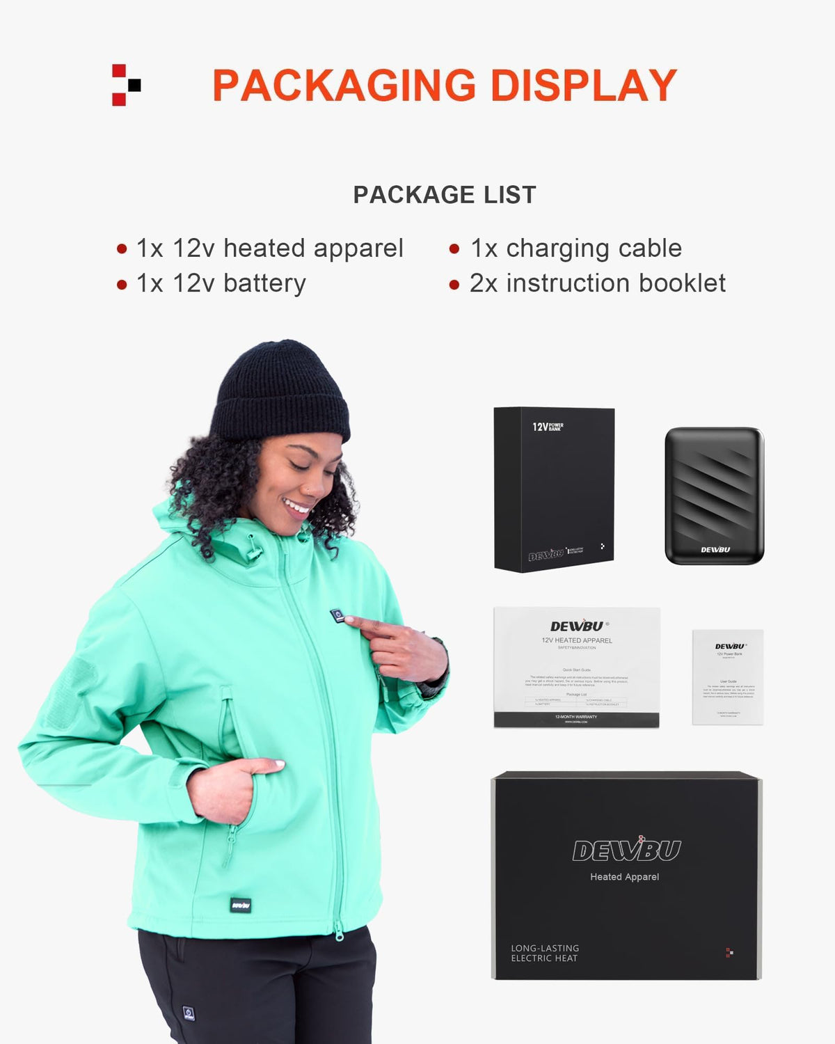 DEWBU Heated Jacket for Women with 12V Battery Pack Winter