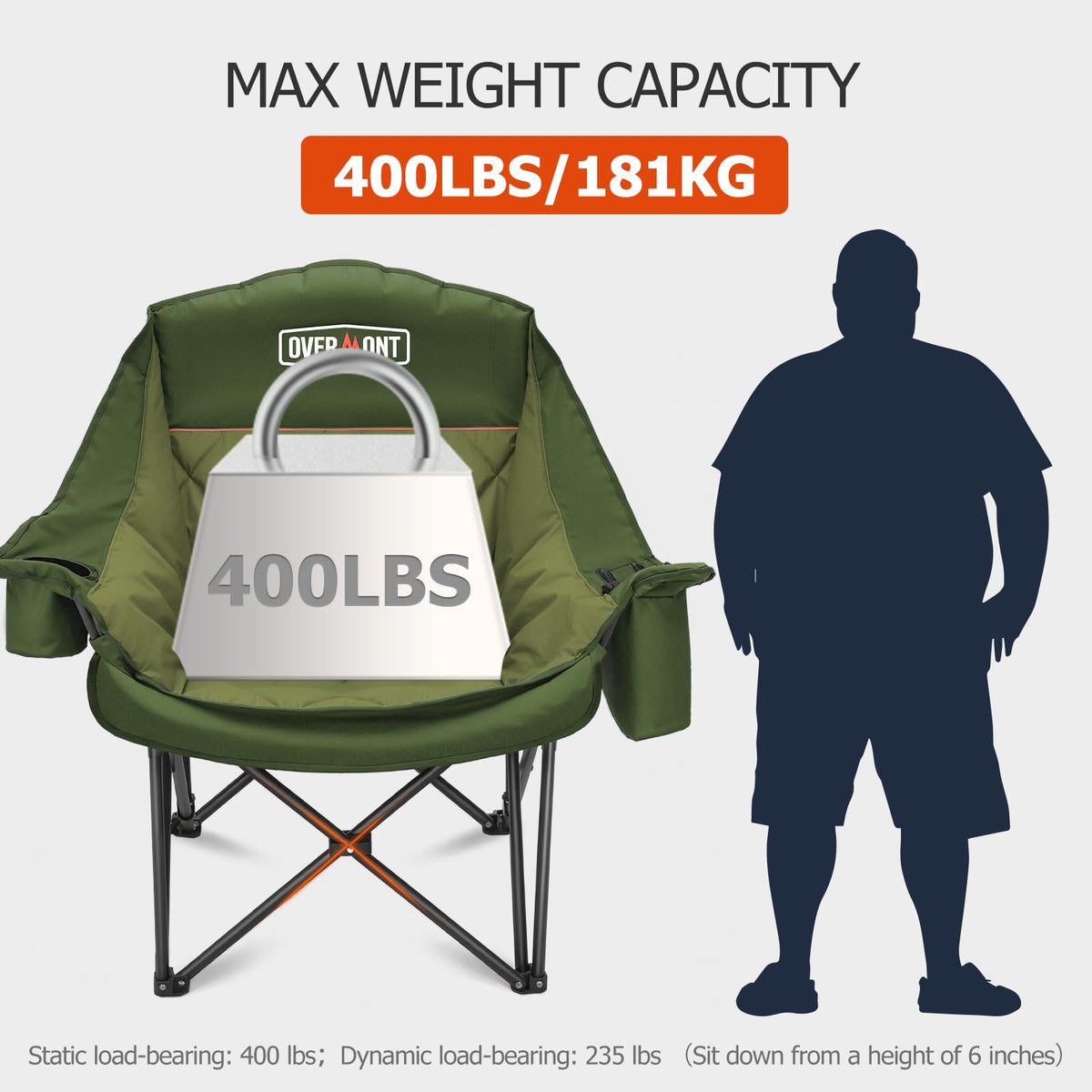Overmont Oversized XL Camping Chair for Adults 500 lb Support