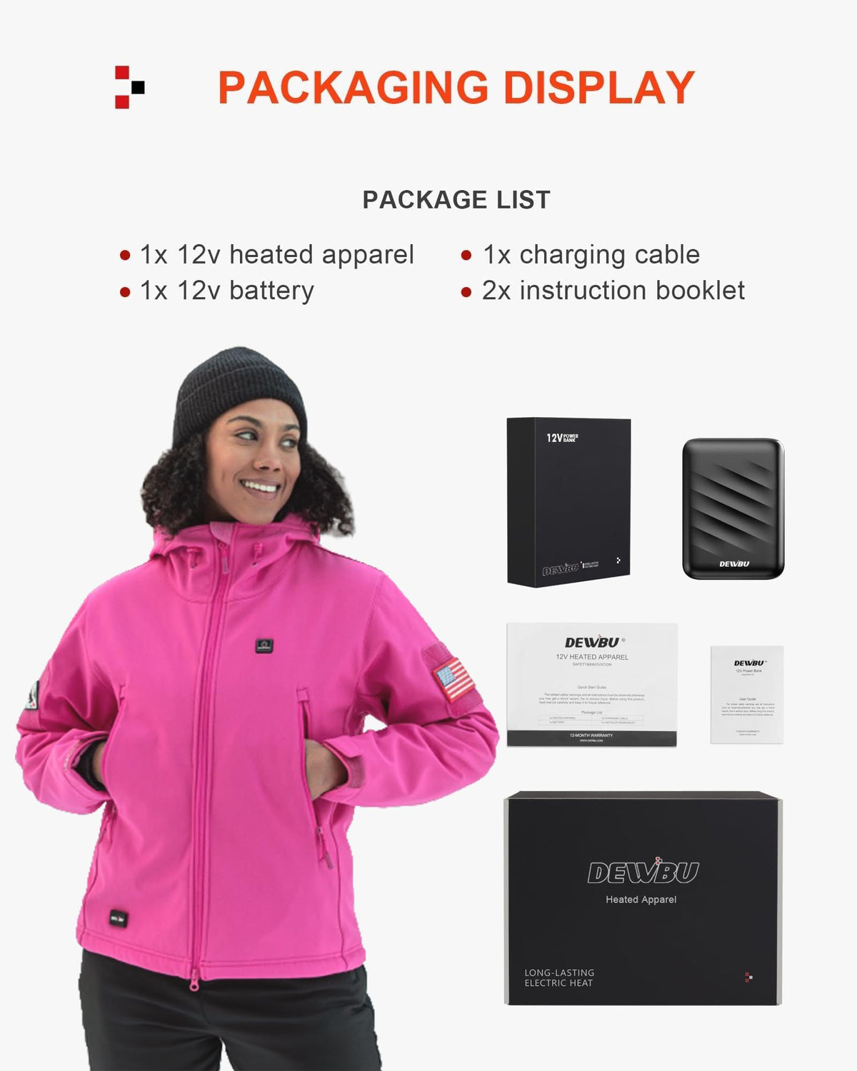 DEWBU Heated Jacket for Women with 12V Battery Pack Winter