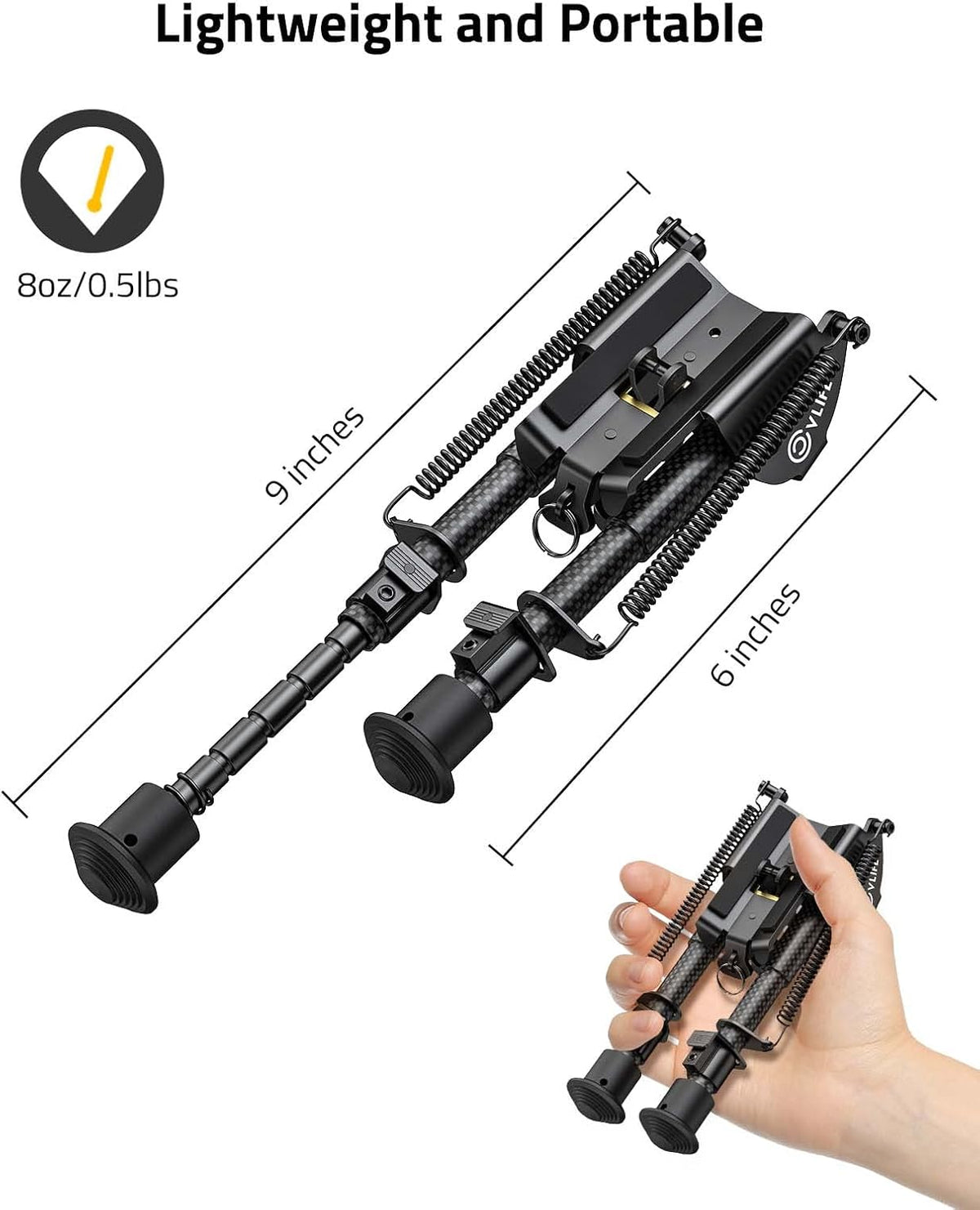 CVLIFE 6-9 Inches Bipod Adjustable Height Super Duty for Stable Support
