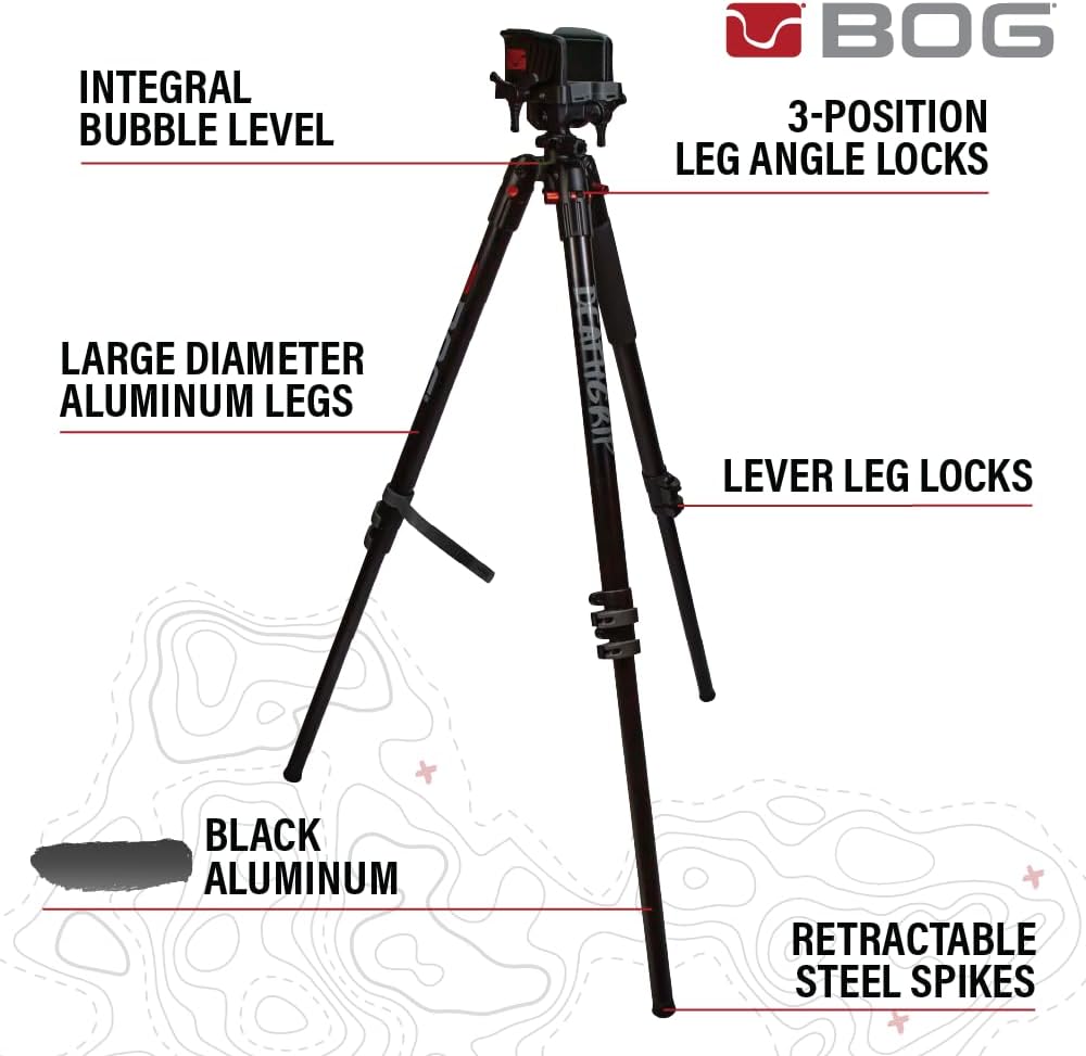 BOG DeathGrip Hunting Tripod, 7"-59", Lightweight, Gun Clamp, Shooting Rest