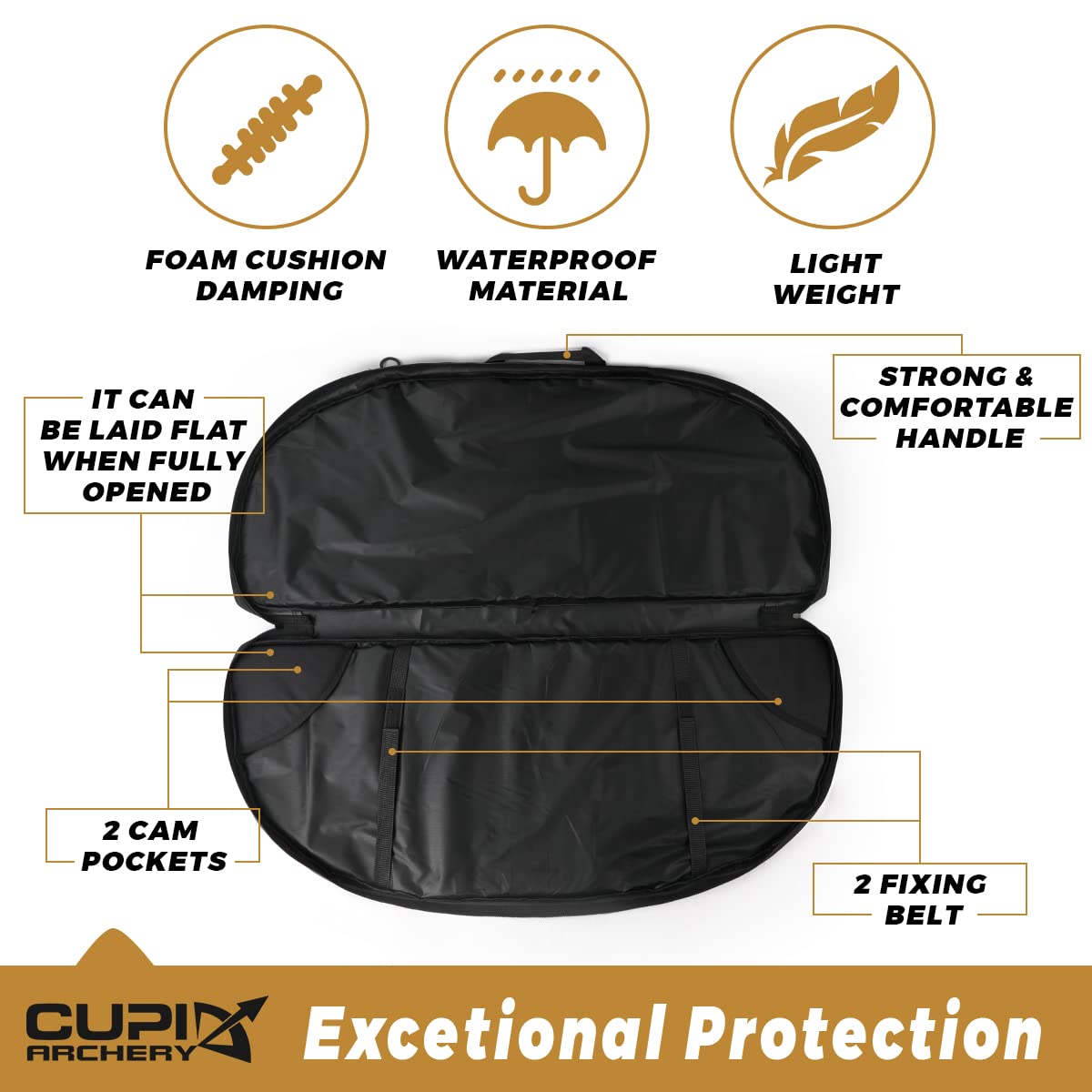 Compound Bow Case Soft Light-Weight Bow Bag with Arrow Pocket and Backpack Straps