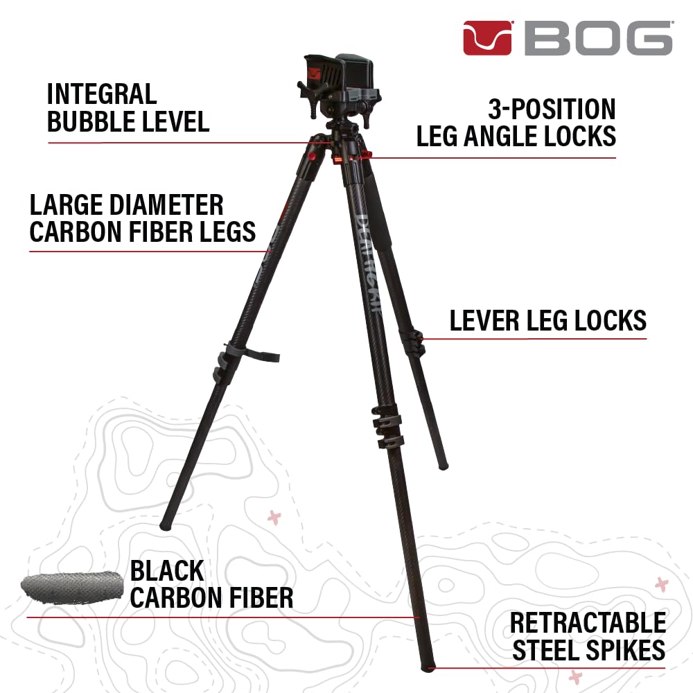 BOG DeathGrip Hunting Tripod, 7"-59", Lightweight, Gun Clamp, Shooting Rest