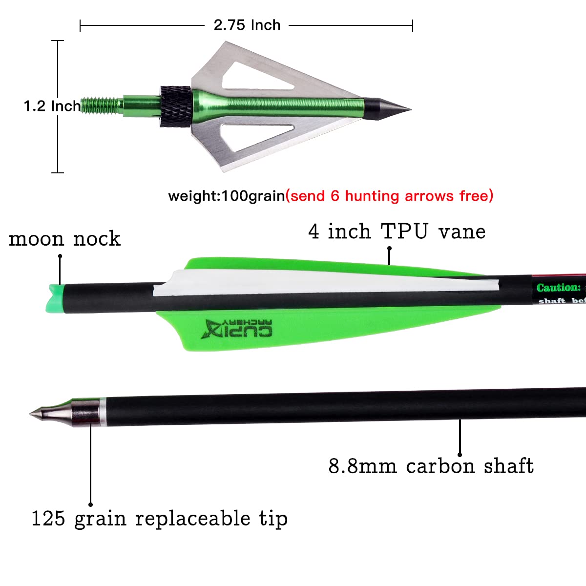 Crossbow Bolts 20 22 Inch Carbon Archery Arrows 12 Pack and 6 Pack Hunting Broadheads kit