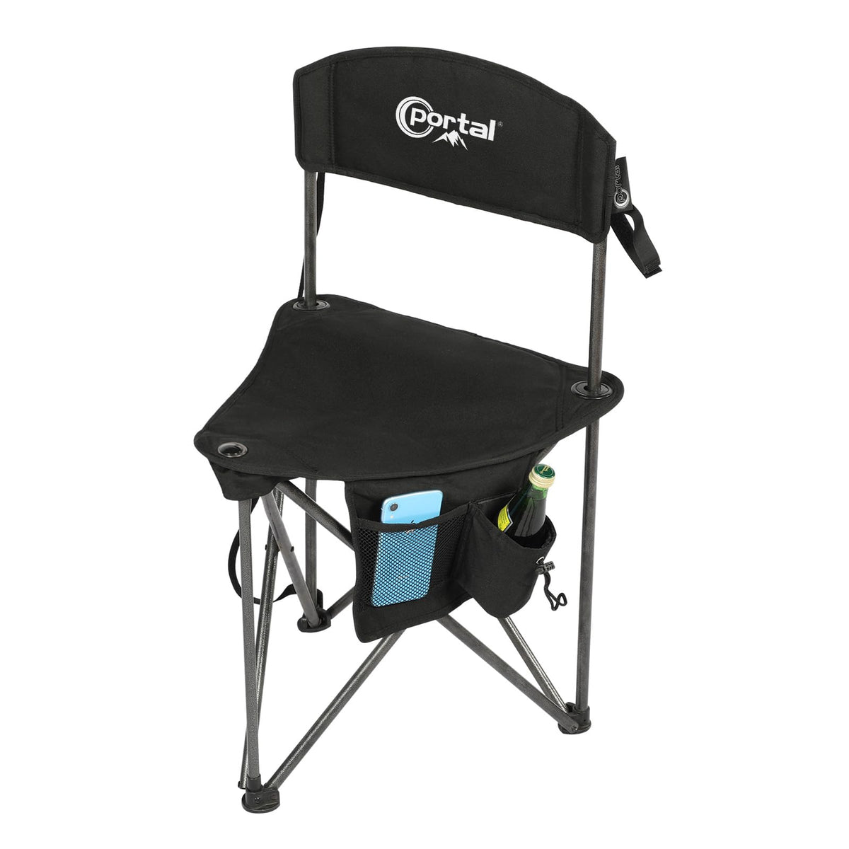 Portal Extra Large Quick Folding Tripod Stool with Backrest Fishing Camping Chair with Carry Strap