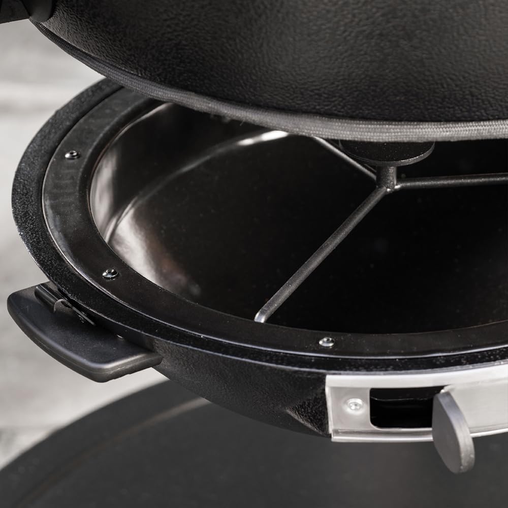 Char-Griller AKORN Jr. Portable Kamado Charcoal Grill and Smoker, Triple-Wall Insulated Steel with Cast Iron Grates and Locking Lid, 155 Sq. In. Cooking Area, Ash