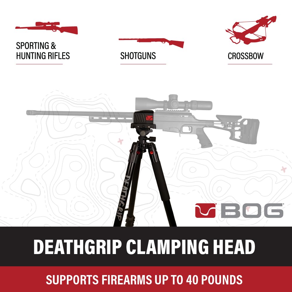 BOG DeathGrip Hunting Tripod, 7"-59", Lightweight, Gun Clamp, Shooting Rest