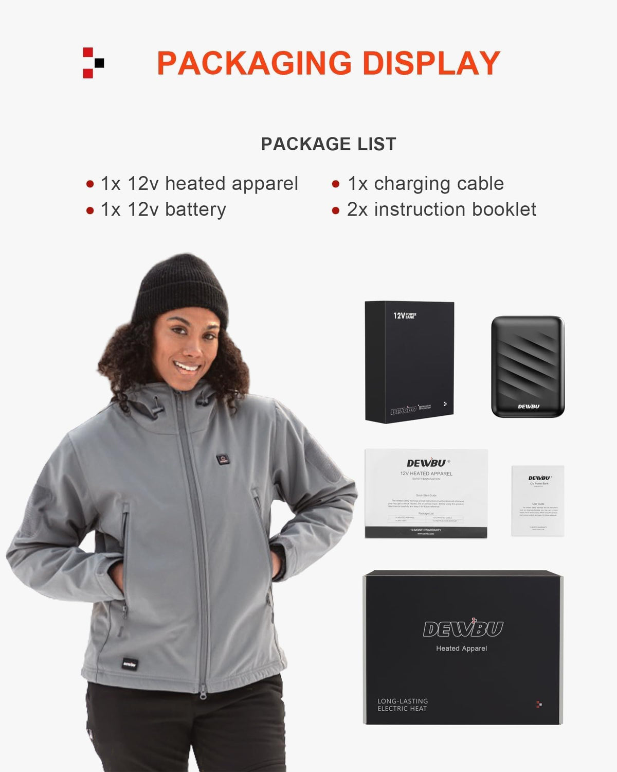 DEWBU Heated Jacket for Women with 12V Battery Pack Winter