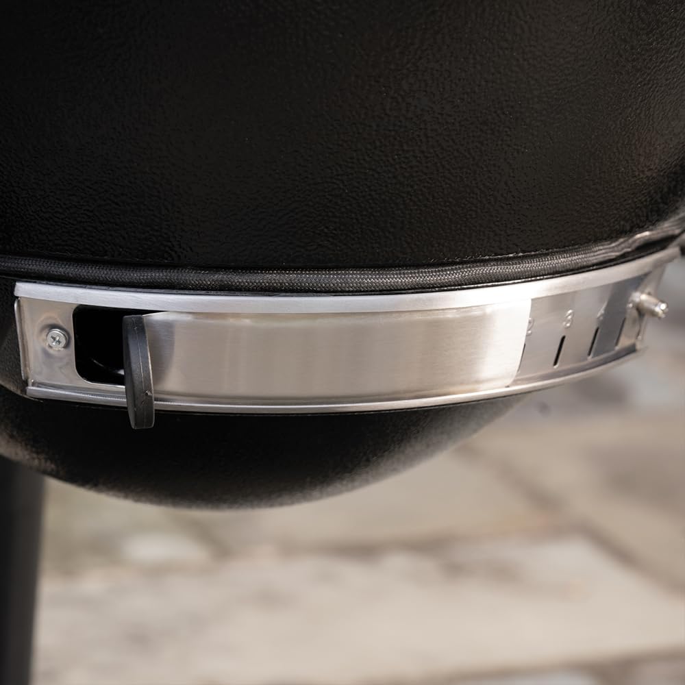 Char-Griller AKORN Jr. Portable Kamado Charcoal Grill and Smoker, Triple-Wall Insulated Steel with Cast Iron Grates and Locking Lid, 155 Sq. In. Cooking Area, Ash