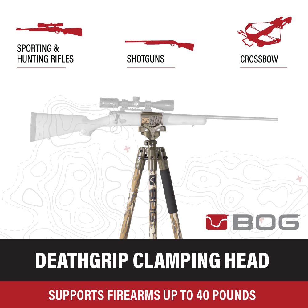 BOG DeathGrip Hunting Tripod, 7"-59", Lightweight, Gun Clamp, Shooting Rest
