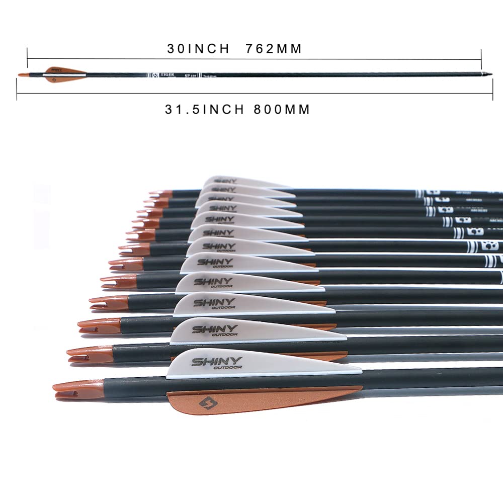 30" Carbon Arrows for Compound Recurve Bow Hunting Target