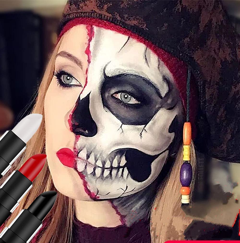 Go Ho 3 Colors Camo Face Paint Sticks,Waterproof Cream-blendable Sticks,Hunting Face Body Paint Professional Foundation SFX Makeup,Safe Face&Lip Smacking for Halloween(Green+Black+Brown)