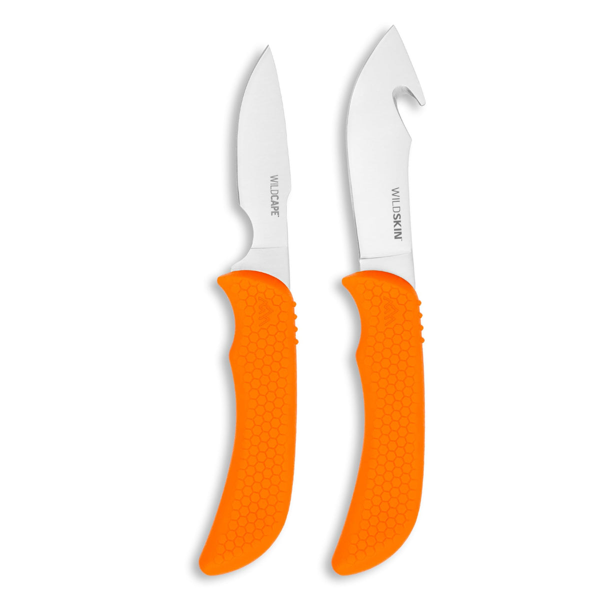 OUTDOOR EDGE WildGuide 4-Piece Hunting Knife Set & Field Dressing Kit | Featuring Razor-Sharp Caping Blade, Gut-Hook Skinning Knife, Bone Saw, in a Camo Nylon Belt Sheath | Butcher Knife Set for Deer
