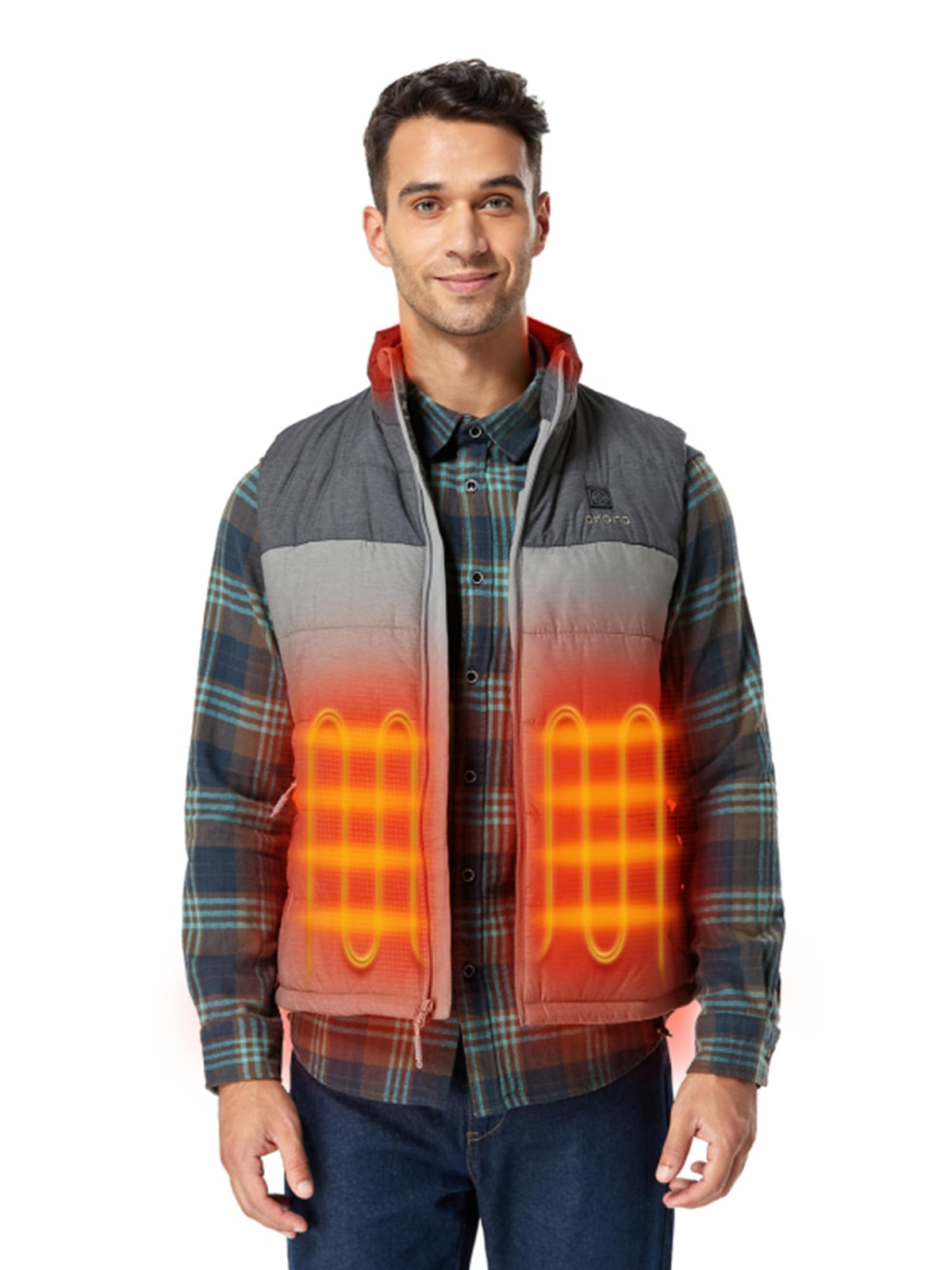 ORORO Men's Heated Vest Lightweight 4-Zone USB-C Battery Heated Puffer Vest
