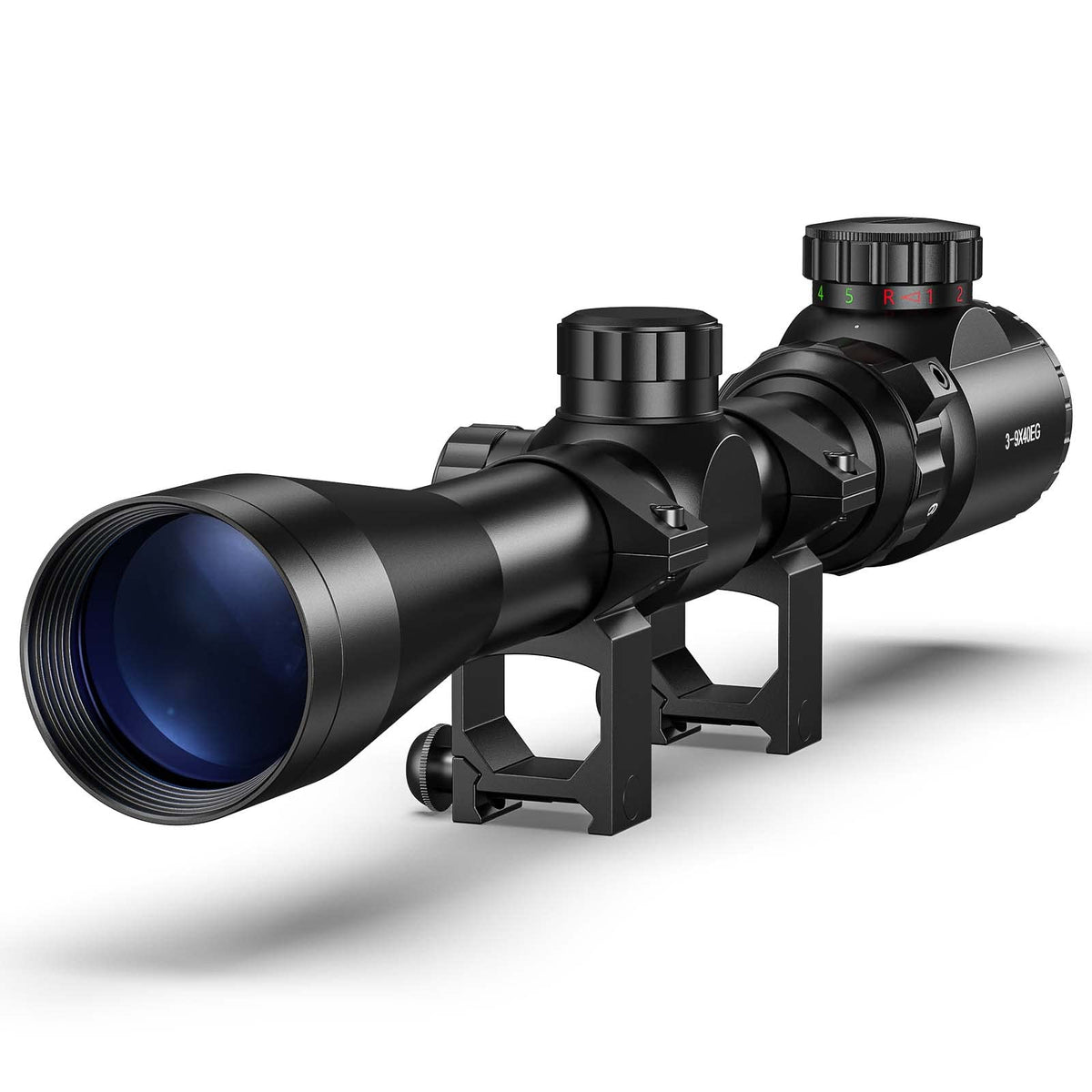 CVLIFE 3-9x40 Rifle Scope, Red & Green Illuminated Optical Riflescope, 1 inch Tube Scope for Hunting with Mounts