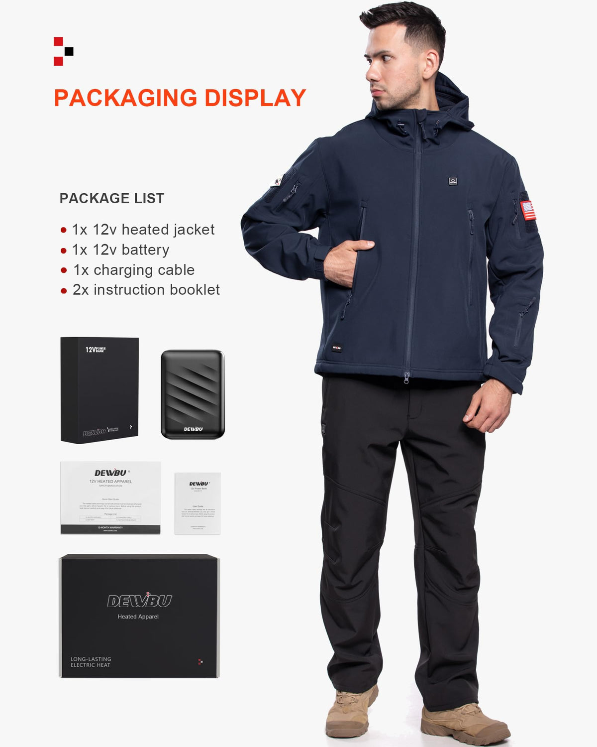 DEWBU Heated Jacket for Men with 12V Battery Pack