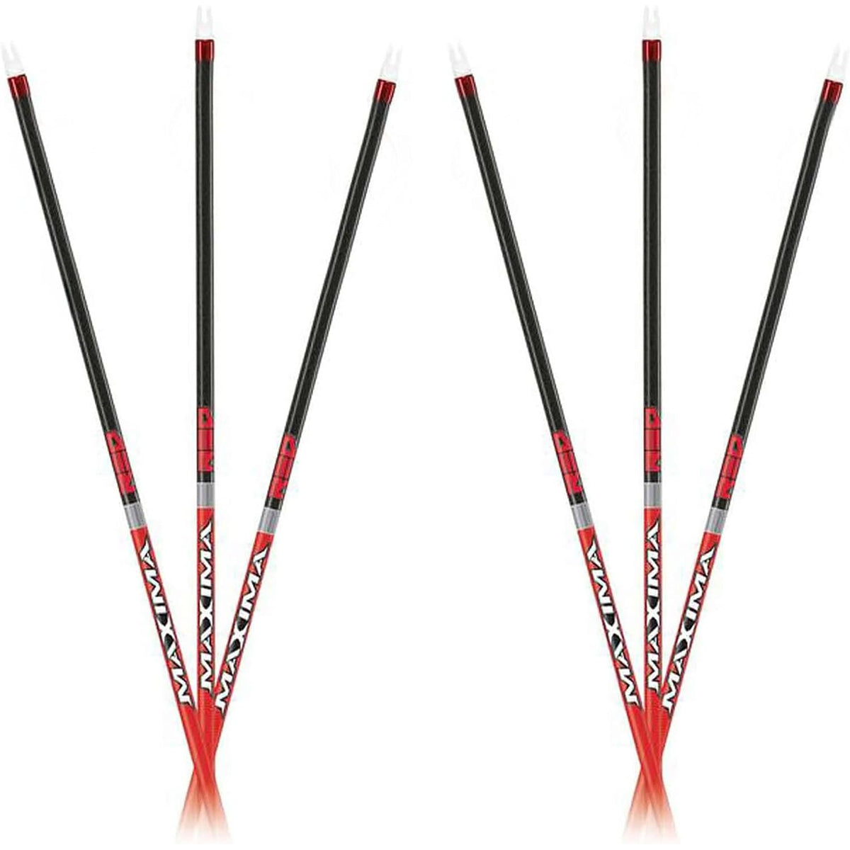 Carbon Express Maxima RED Fletched Carbon Arrows with Dynamic Spine Control and Blazer Vanes, 6-Pack, Available in 250(.400 Spine) & 350(.350 Spine)