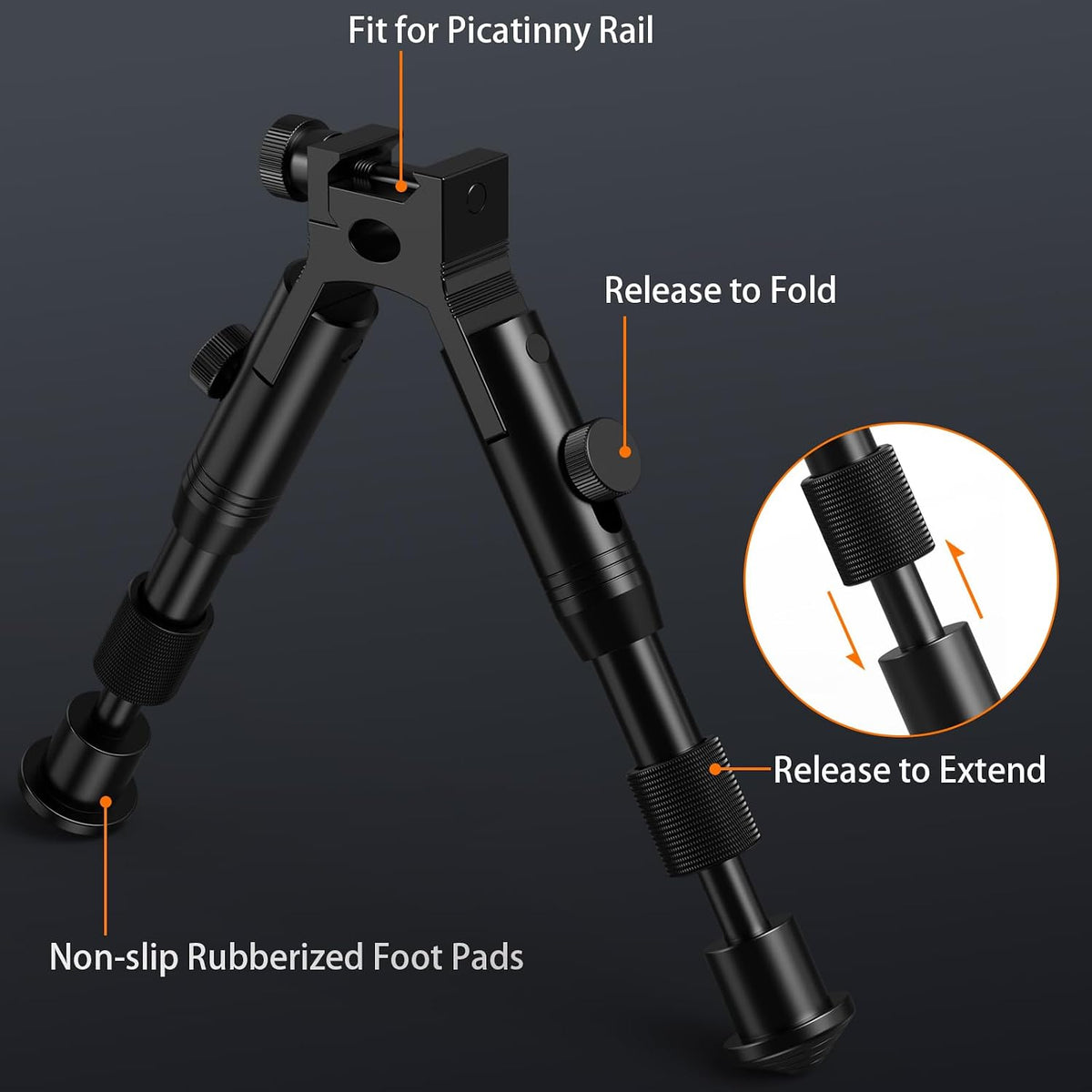 Twod Tactical Rifle Bipod -Adjustable Rifle Bipod Picatinny Rail