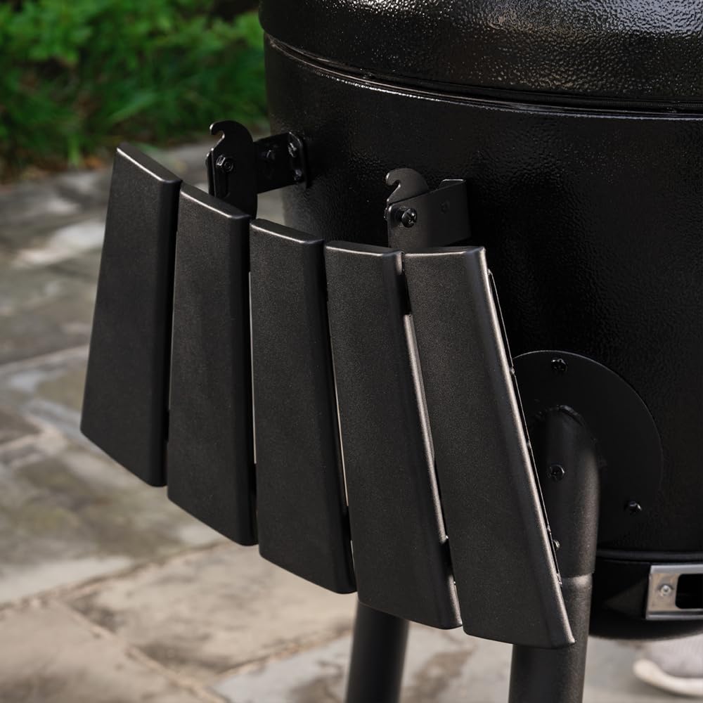 Char-Griller AKORN Jr. Portable Kamado Charcoal Grill and Smoker, Triple-Wall Insulated Steel with Cast Iron Grates and Locking Lid, 155 Sq. In. Cooking Area, Ash
