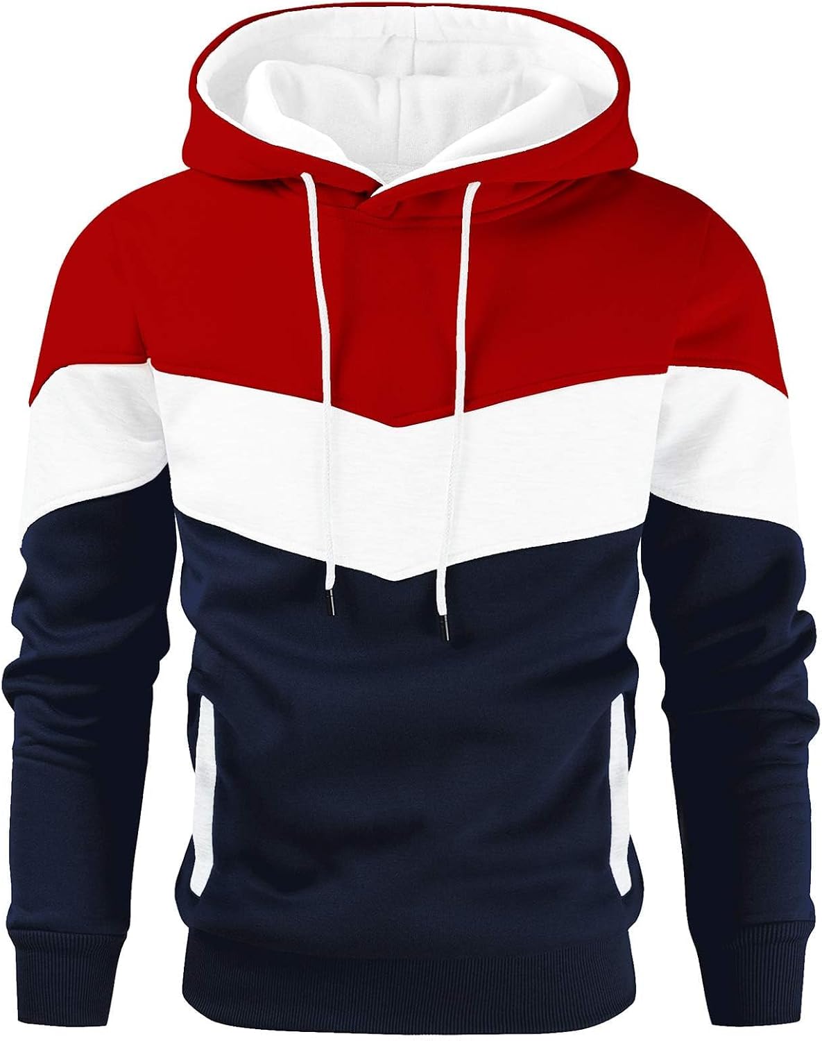 Gesean Men's Novelty Color Block Pullover Fleece Hoodie Casual Sweatshirt